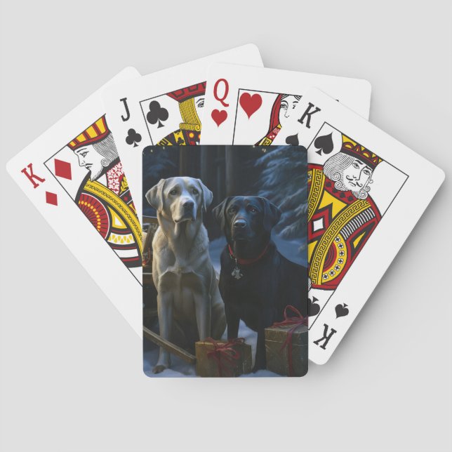 Labrador Snowy Sleigh Weihnachtsdekor Spielkarten (Rückseite)