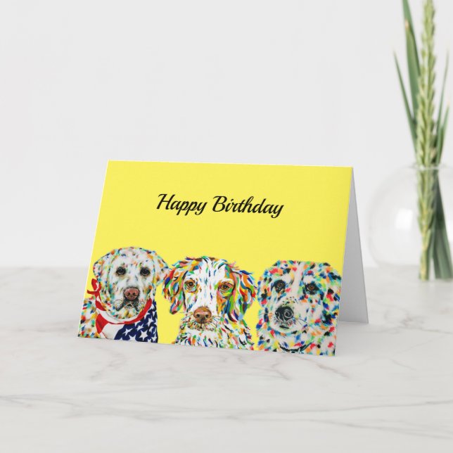 Labrador Spaniel Border Collie Birthday Card Karte (Vorderseite)