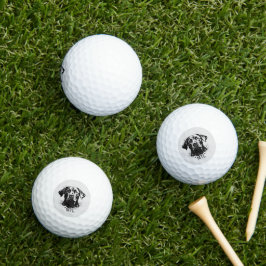 Labrador Splash Art Black Personalisiert Initialen Golfball