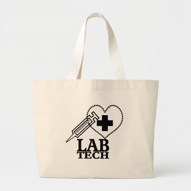 LABRADOR TECH HERZSYRINGE LOGO - LABOR WISSENSCHAF JUMBO STOFFBEUTEL (Vorne)