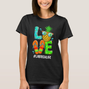 Labrador Tech Liebe Sommer Ananas Tropische Blume  T-Shirt