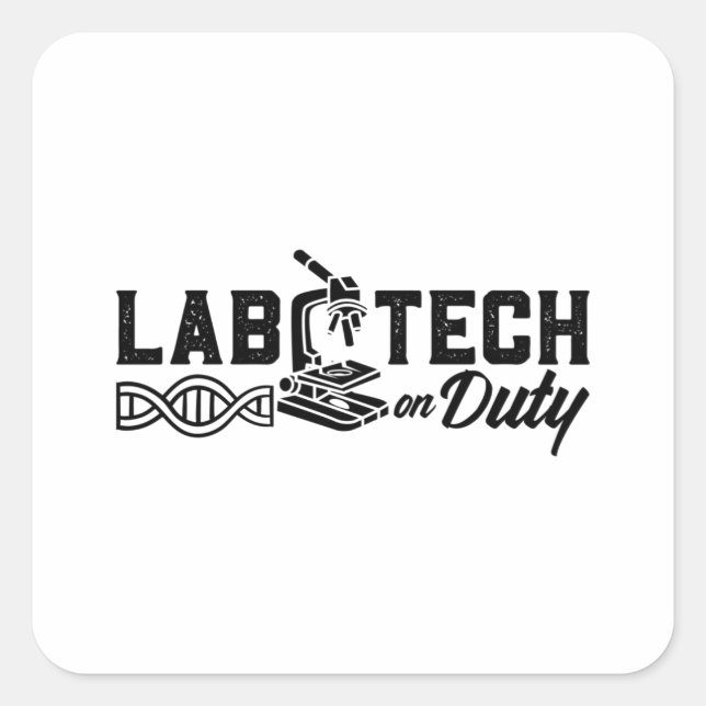 Labrador Tech on Duty Science Laborcian Quadratischer Aufkleber (Vorderseite)