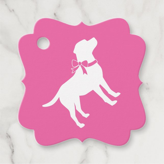 Labrador Theme Dog Baby Dusche Pink Labrador Geschenkanhänger (Vorderseite)