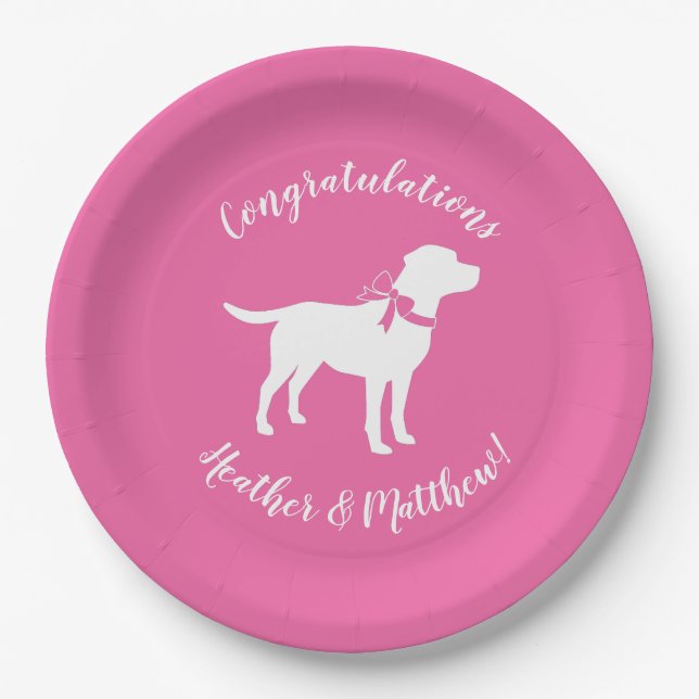Labrador Theme Dog Baby Dusche Pink Labrador Pappteller (Vorderseite)
