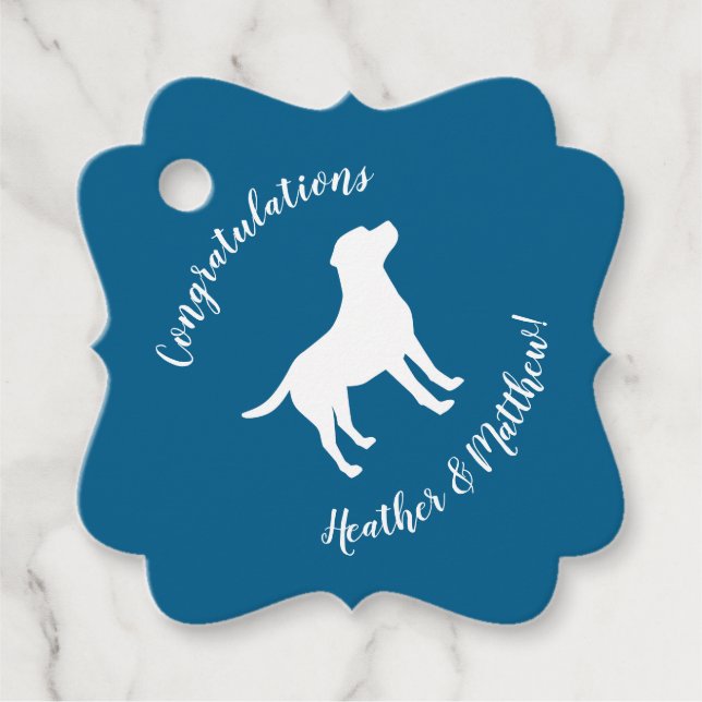 Labrador Theme - Dog Baby Shower Blue Labrador Geschenkanhänger (Vorderseite)