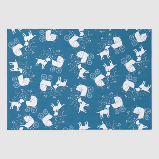 Labrador Theme - Dog Baby Shower Blue Labrador Seidenpapier (Vorderseite)