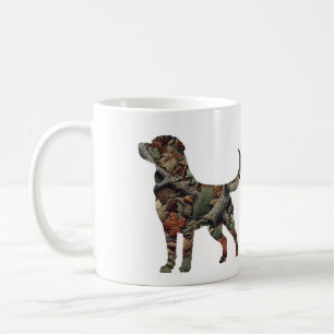 Labrador Throw Kissen mit Camouflage Kaffeetasse