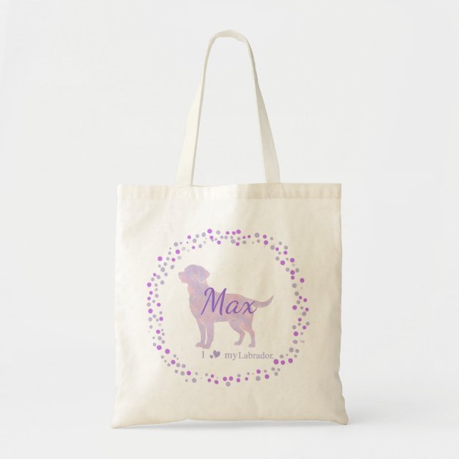 Labrador Tote Bag - Personalisiertes Lavendelgesch Tragetasche (Vorne)