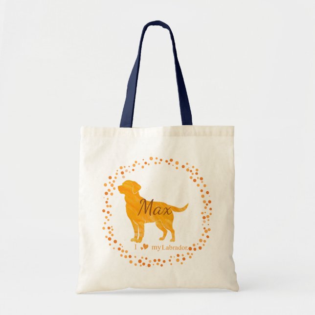 Labrador Tote Bag  Personalized Pastel Orange Gift Tragetasche (Vorne)