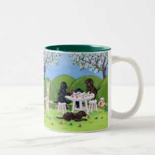 Labrador u. Osterei-Malen Zweifarbige Tasse