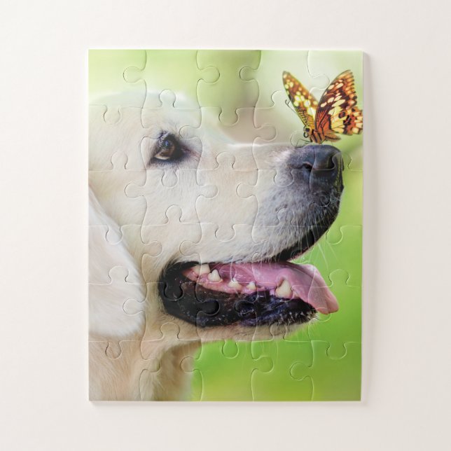 Labrador und Schmetterlingswirbel Kissen (Vertikal)