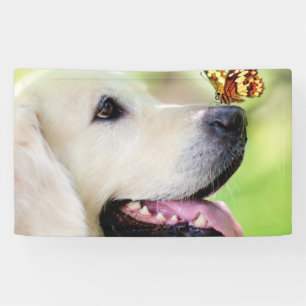 Labrador und Schmetterlingswirbel Kissen Banner