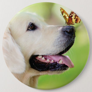 Labrador und Schmetterlingswirbel Kissen Button