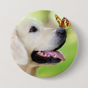 Labrador und Schmetterlingswirbel Kissen Button
