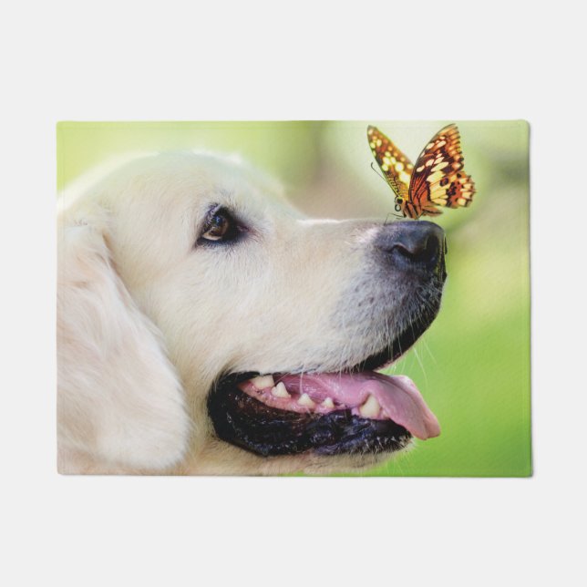 Labrador und Schmetterlingswirbel Kissen Fußmatte (Vorderseite)
