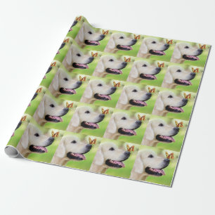 Labrador und Schmetterlingswirbel Kissen Geschenkpapier