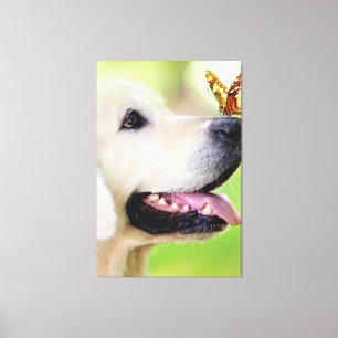 Labrador und Schmetterlingswirbel Kissen Leinwanddruck