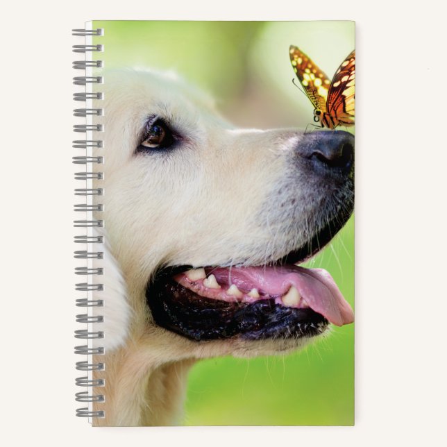 Labrador und Schmetterlingswirbel Kissen Notizbuch (Vorderseite)