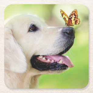 Labrador und Schmetterlingswirbel Kissen Rechteckiger Pappuntersetzer