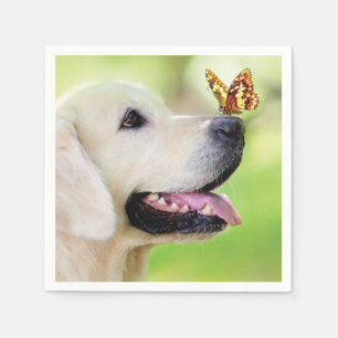 Labrador und Schmetterlingswirbel Kissen Serviette