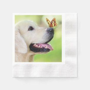 Labrador und Schmetterlingswirbel Kissen Serviette