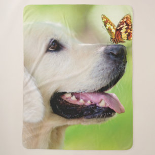 Labrador und Schmetterlingswirbel Kissen Sherpadecke
