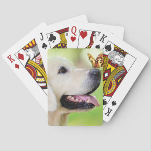 Labrador und Schmetterlingswirbel Kissen Spielkarten