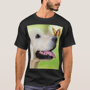 Labrador und Schmetterlingswirbel Kissen T-Shirt