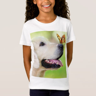 Labrador und Schmetterlingswirbel Kissen T-Shirt