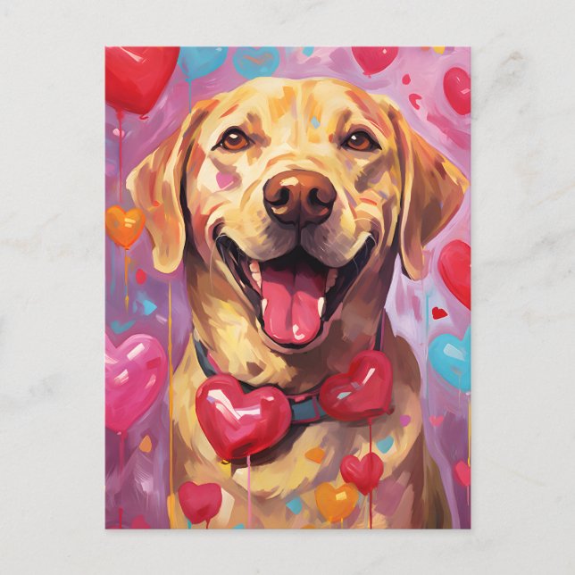 Labrador Valentinstag Postkarte (Vorderseite)
