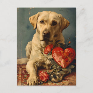 Labrador Vintage Valentinstag Postkarte