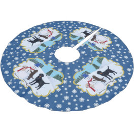 Labrador-Weihnachten mit Schneemann Polyester Weihnachtsbaumdecke