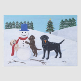 Labrador-Weihnachten mit Schneemann Seidenpapier