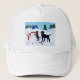 Labrador-Weihnachten mit Schneemann Truckerkappe