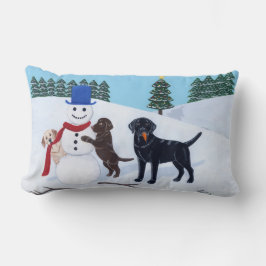 Labrador Weihnachten mit Snowman Lendenkissen
