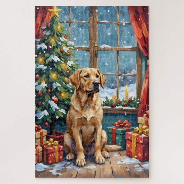 Labrador Weihnachten unter dem Baum (Vertikal)