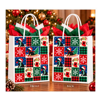 Labrador-Weihnachts-Patchwork-Quilt Mittlere Geschenktüte