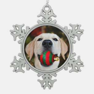 Labrador-Weihnachtsball Schneeflocken Zinn-Ornament