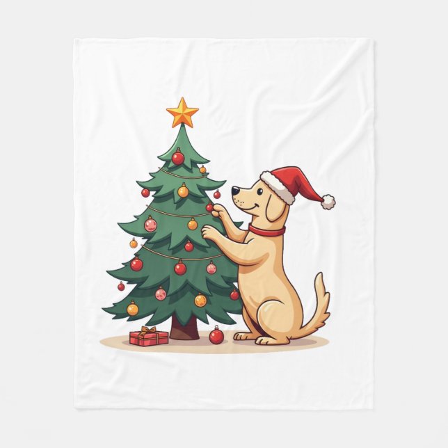 Labrador-Weihnachtsbaum-Helfer Fleecedecke (Vorderseite)