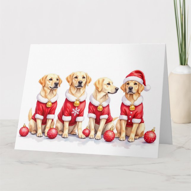 Labrador-Weihnachtskleid Santa-Hut Karte (Vorderseite)