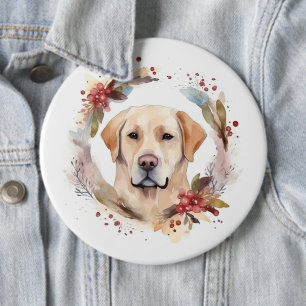 Labrador-Weihnachtskranz Festlicher Hund Button