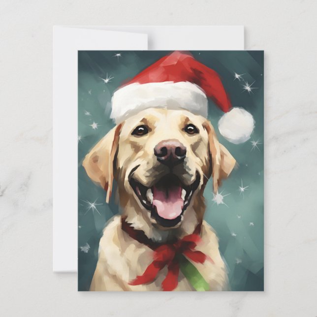 Labrador Weihnachtsmalerei Feiertagskarte (Vorderseite)