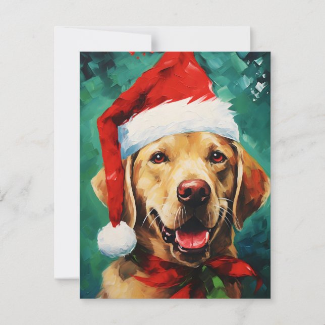 Labrador Weihnachtsmalerei Feiertagskarte (Vorderseite)
