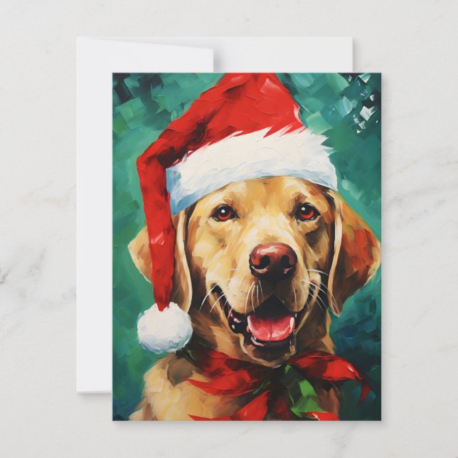 Labrador Weihnachtsmalerei Feiertagskarte (Vorderseite)