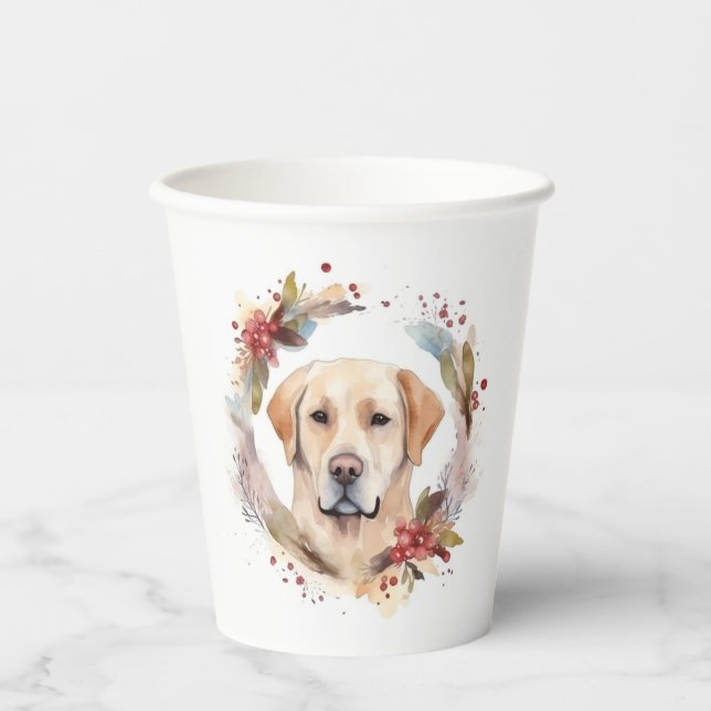 Labrador Weihnachtsmann Pappbecher (Vorderseite)
