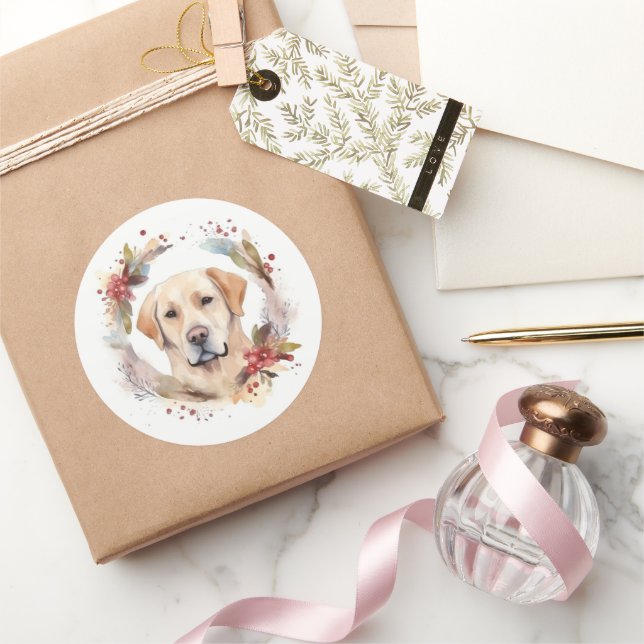Labrador Weihnachtsmann Runder Aufkleber (Schenken)