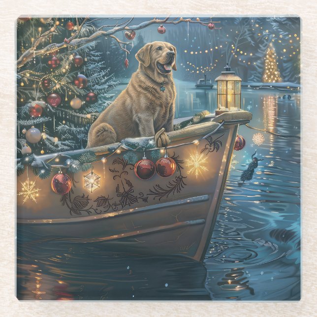 Labrador Weihnachtsreise Glasuntersetzer (Vorderseite)