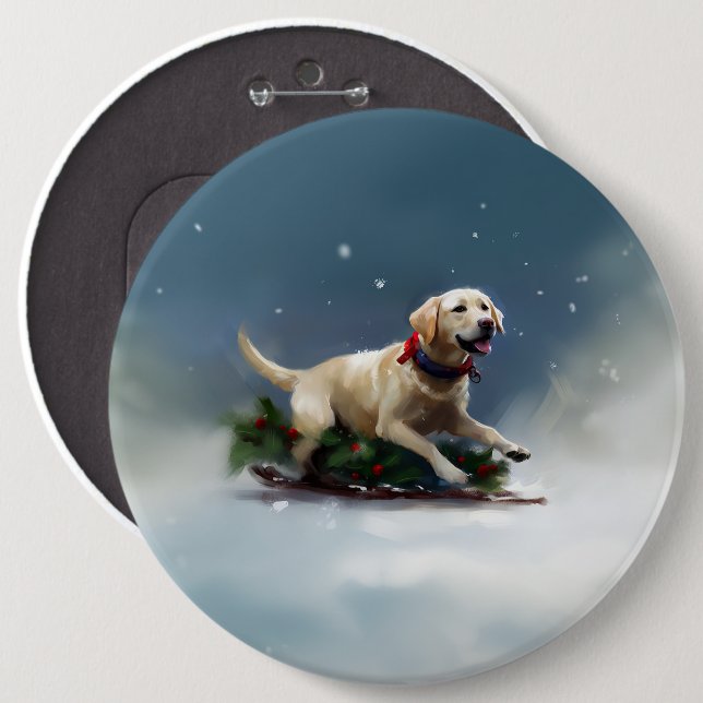 Labrador Weihnachtsschnee Winter Button (Vorne & Hinten)