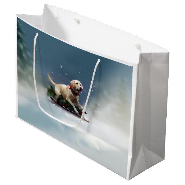 Labrador Weihnachtsschnee Winter Große Geschenktüte (Vorderseite Schrägansicht)