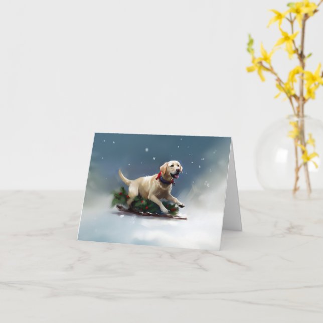 Labrador Weihnachtsschnee Winter Karte (Gelbe Blume)